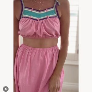 Vintage Pink and Teal Two-Piece Set